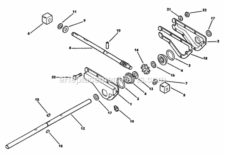 Gear Case Diagram and Parts List for 55382A J00000001-J99999999 - 1990 Lawn Boy Snow Blower